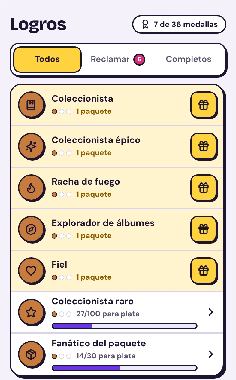 Logros con premios por medalla para reclamar